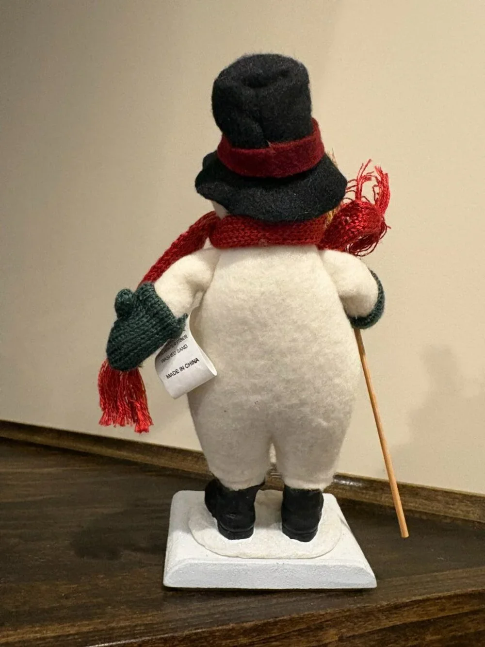 Midwest of Cannon Falls, Cute soft snowman on a cast iron stocking holder base